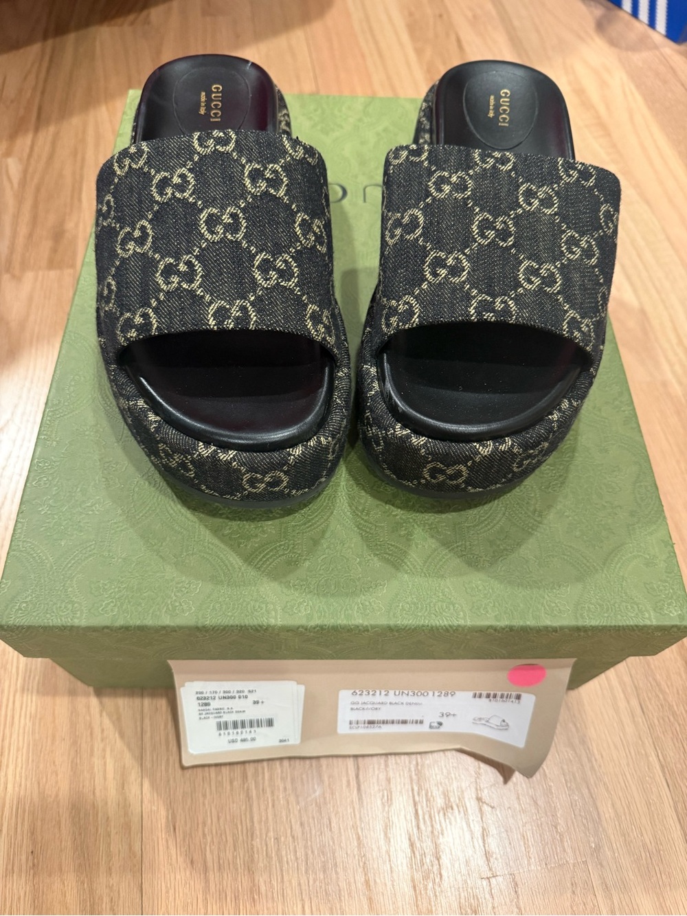 Gucci Brown/Black Monogram Platform Slide Mules